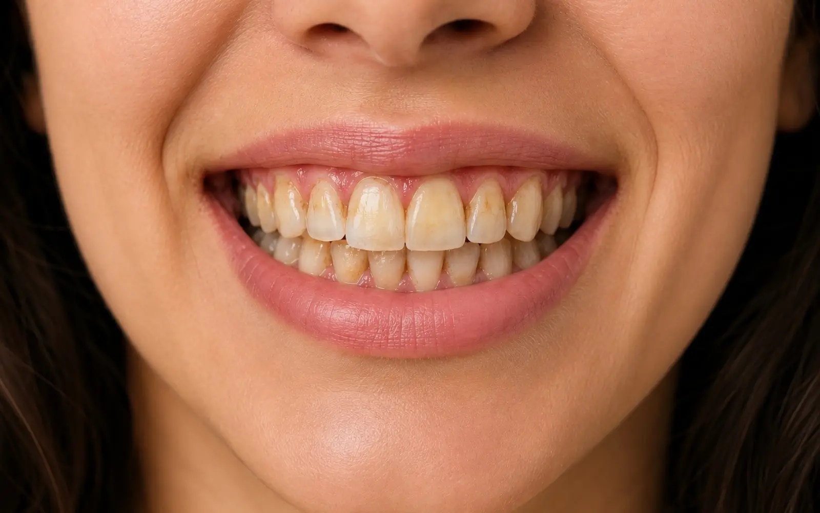 Stained teeth before treatment